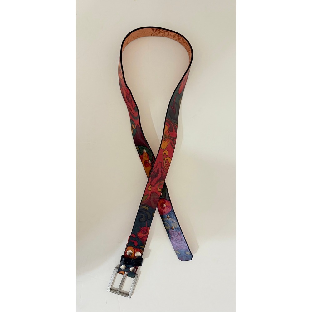 Unisex JON WYE Leather Floral Belt Western Retro Made in USA Men Women 46.5" - Picture 5 of 11